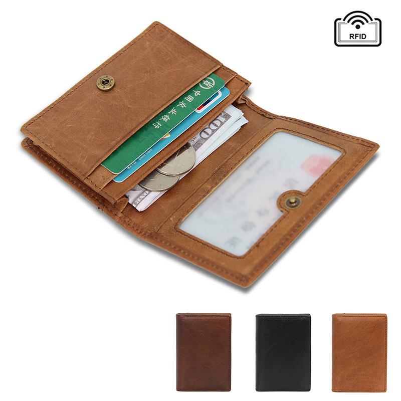 Vintage Cowhide RFID Blocking Card Holder - Multi-Slot Leather Credit & Business Card Case