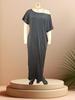 2026 Trendy European & American Women's Solid Short-Sleeve Long Summer Dress