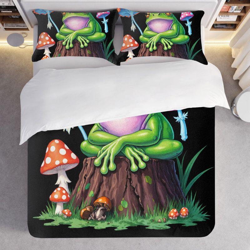 3Pcs Bedding Pillowcase Quilt Cover Set Frog Stump Pattern 2D Digital Printing Suitable For Bedroom Hotel Dormitory Decoration