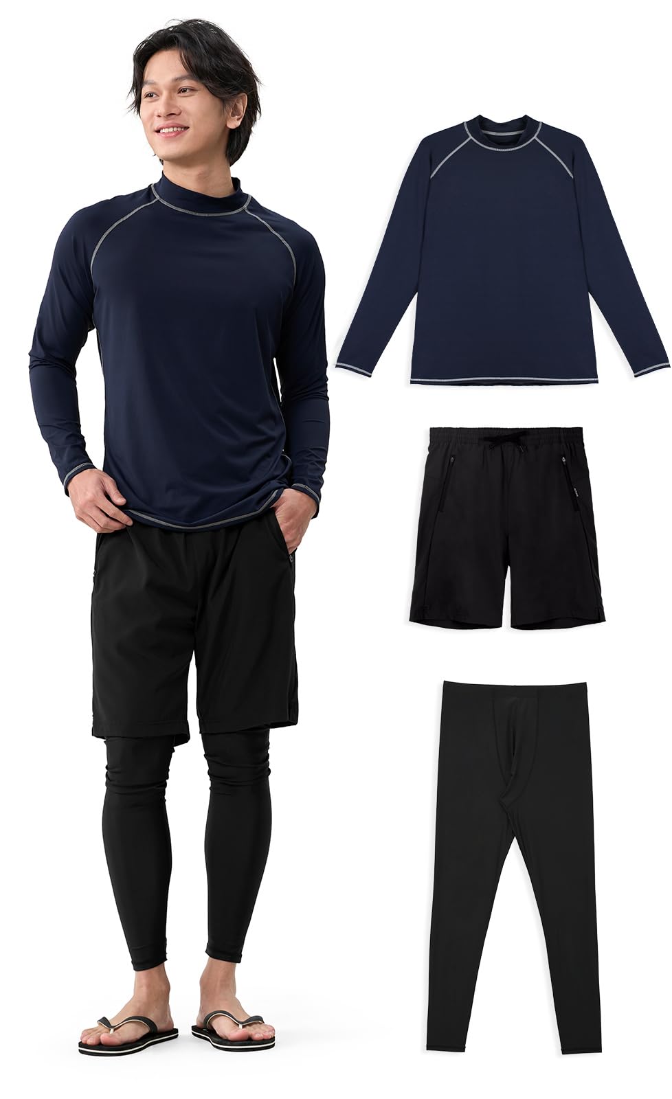 

Swimwear Rashguard Top and Bottom Set Long Sleeve Set Shirt Leggings UV Protection Pool Sea Beach Sauna Surfing Wetsuit Amphibious S [Acrais] Men s