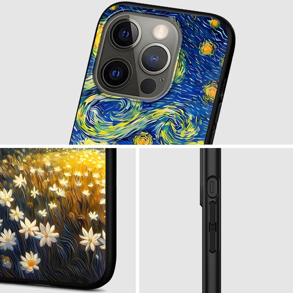 Starry Night Van Gogh Art Case for Apple iPhone 14 11 7 SE 2020 8 X XS 13 12 Mini XR 15 Pro Max Silicone Black Soft Phone Cover