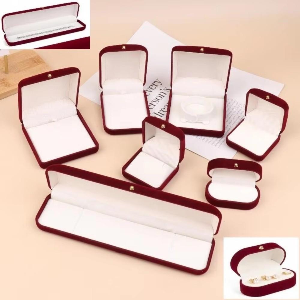 Flocking Jewelry Box Red Packaging Box Luxury Display Storage Box  Jewelry Case