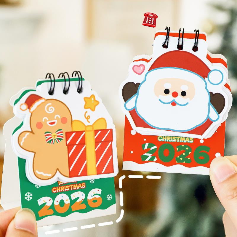 2026 Christmas Desk Calendar Mini Cartoon Cute Patterns Table Calendar Creative Desktop Decoration Daily Planning Small Monthly
