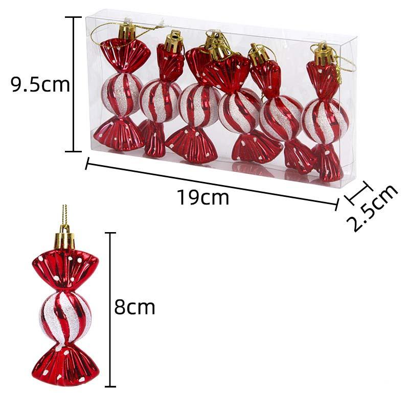 6pcs/box Candy Crutch Icicle Christmas Tree DIY Ornaments New Year Xmas Gifts Christmas Ball Decoration for Home Navidad