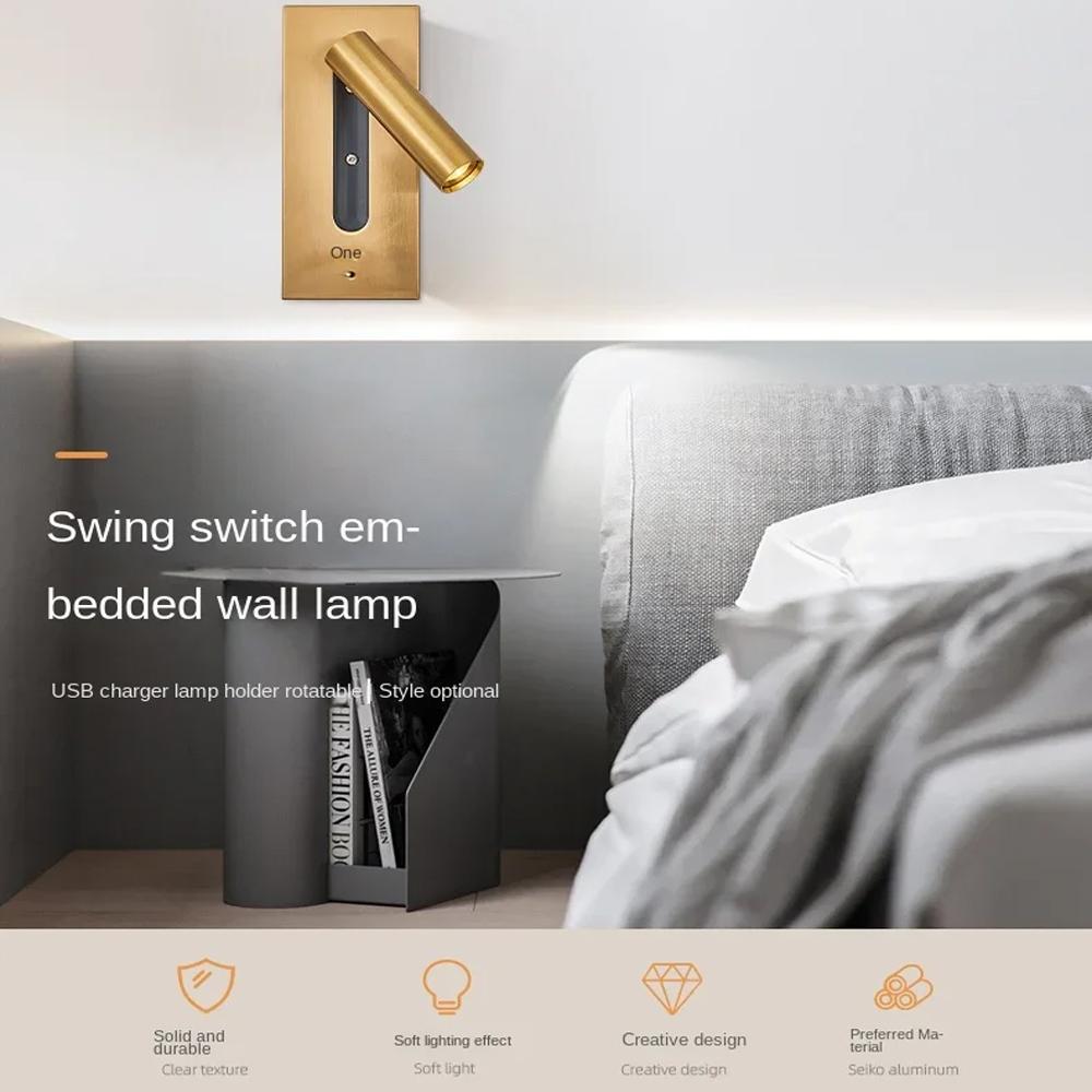 LED Wall Lamp Reading Light For Bedroom Hotel Bedside Spotlight Rotatable Lighting Nordic Modern High Quality Indoor Decoration