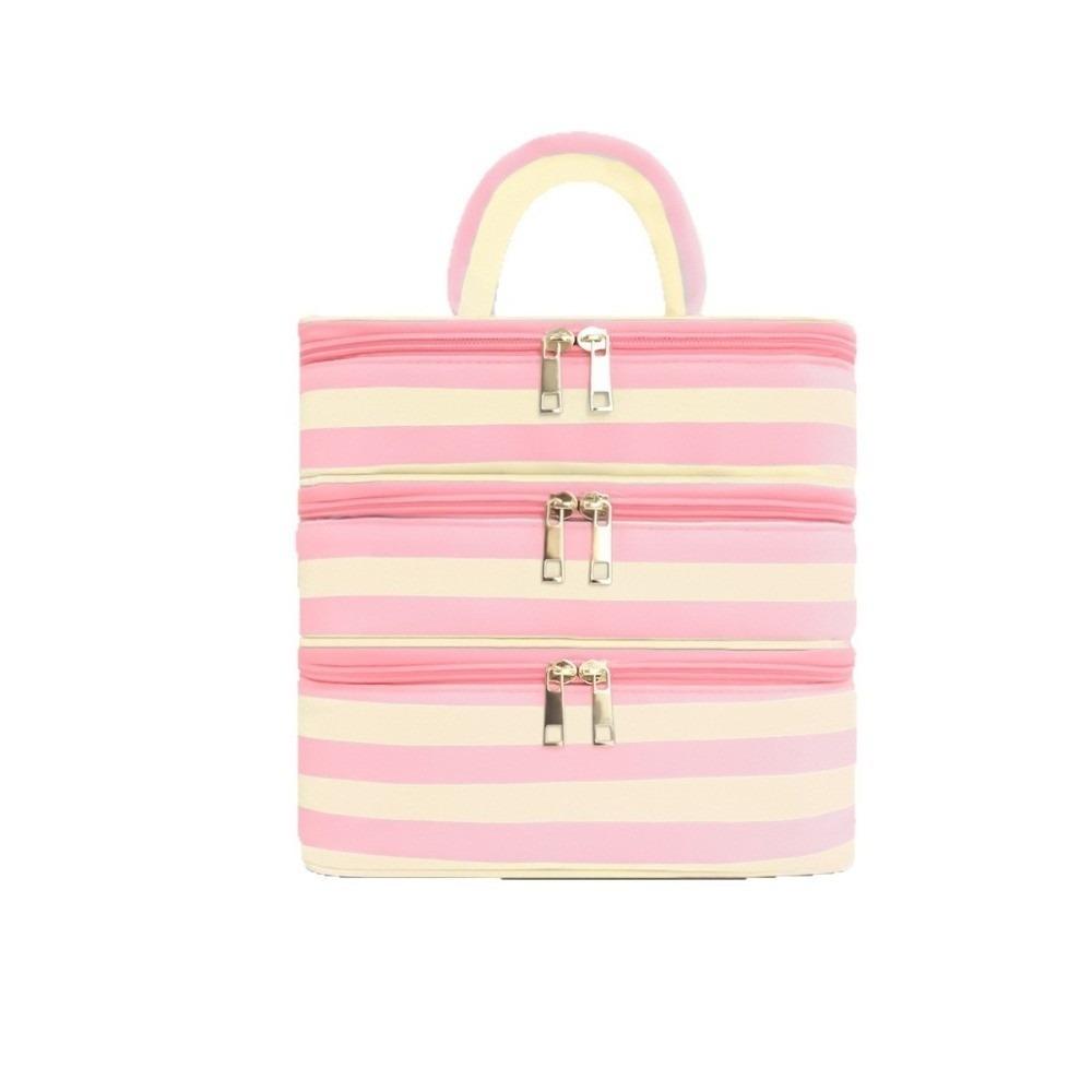Polyester Multi-Layer Cosmetic Bag Macaron Color Makeup Bag Travel Storage Bag Holiday