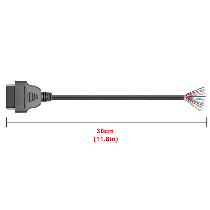 JieYuan 30cm 16pin Hembra a Macho DIY OBD2 Cable de Extensión Automotriz Herramienta de Diagnóstico Automotriz Escáner Conector OBDII