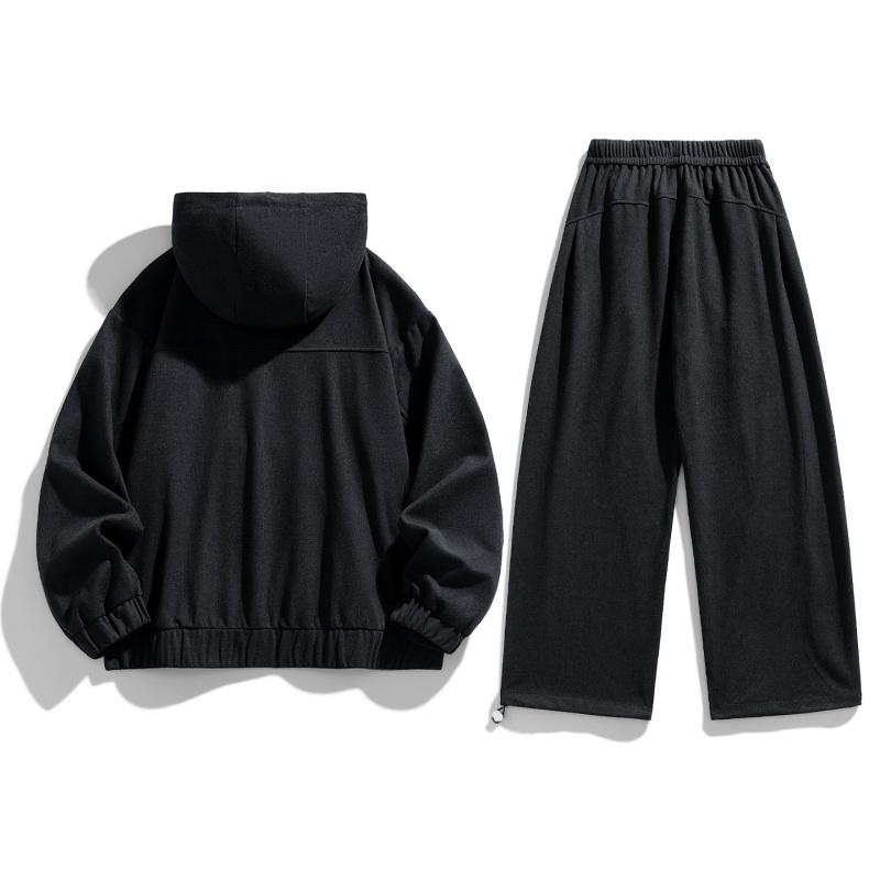 Casual Sports Style Hooded Sweatshirt Set for Men's Spring Long Sleeved Oversized Loose Two-piece Set