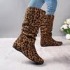 Plus-size Shoes, Flat Shoes, Height-increasing Mid-calf Boots, Women's Retro Round-toed Suede Fashion Boots