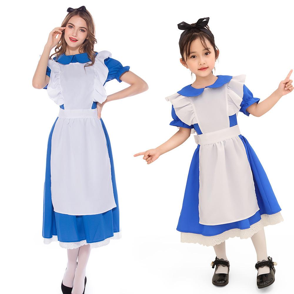 Cosplay Halloween Alice in Wonderland export Europe and America blue maid cosplay performance costume parent-child clothing
