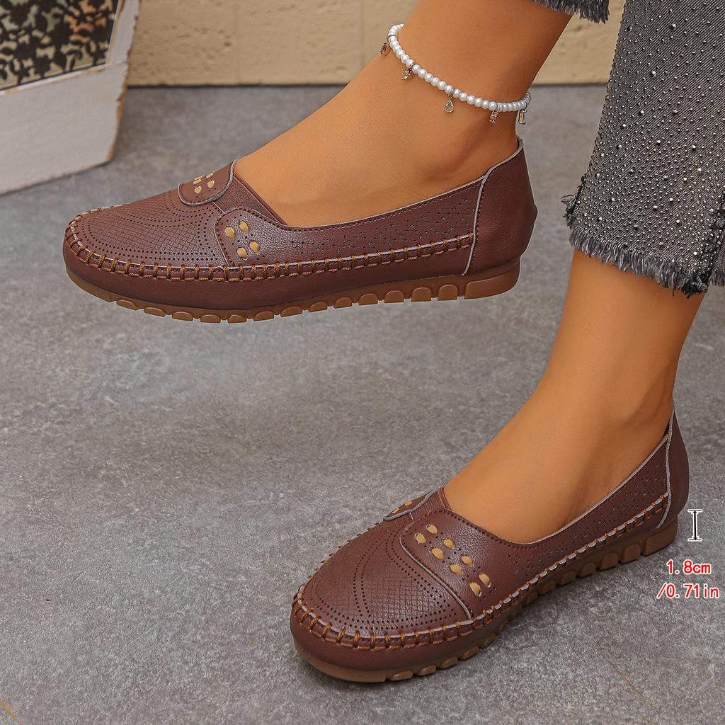 Multi-color Optional Soft Sole Hollow Out Breathable Flat Shoes Slip On Anti-slip Loafers