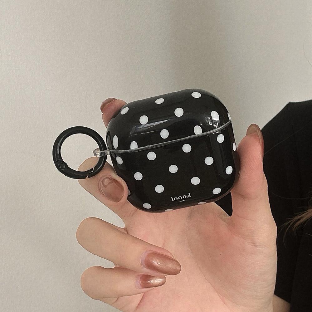 Korea Cute Black Polka Dots With Shockproof Earphone Protection Case Cover For AirPods 4 Pro 2 3 Soft Silicone Shell