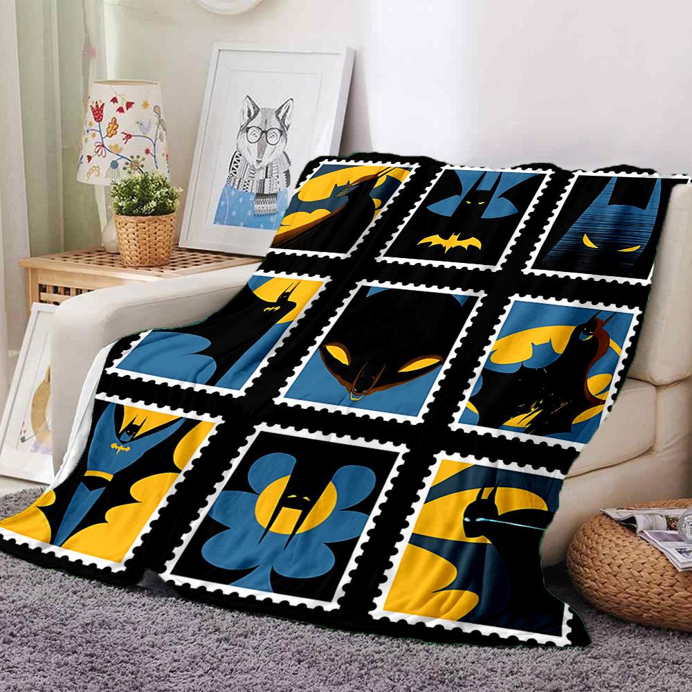 Batman Stamp Collection Flannel Blanket Super Soft Warm Cozy Blanket For Sofa Bed Office Travel Allseason Home Decor Gift