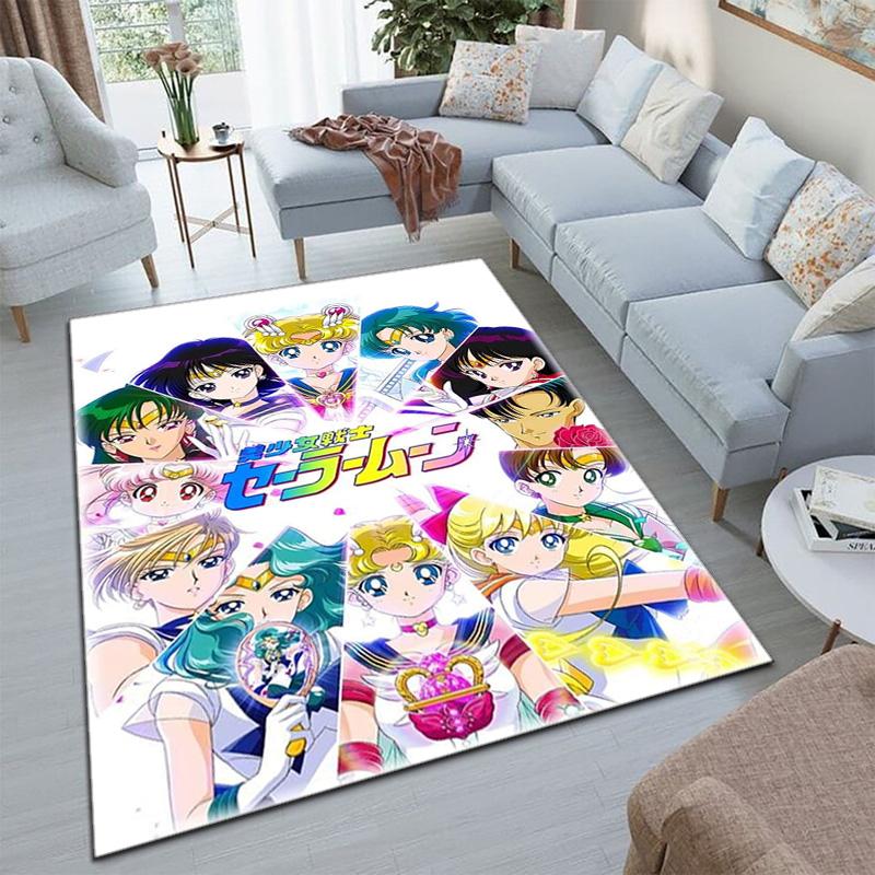 Cute Cartoon Theme Sailor Moon Tsukino Usagi Cartoon Rug Multifunctional Household Anti-slip Decorative Door Mat, Outdoor Floor Mat, and Carpet Y7