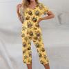 2 Piece Sets For Women Short Sleeve Top And Pants With Pockets Workout Soft  Print Sets