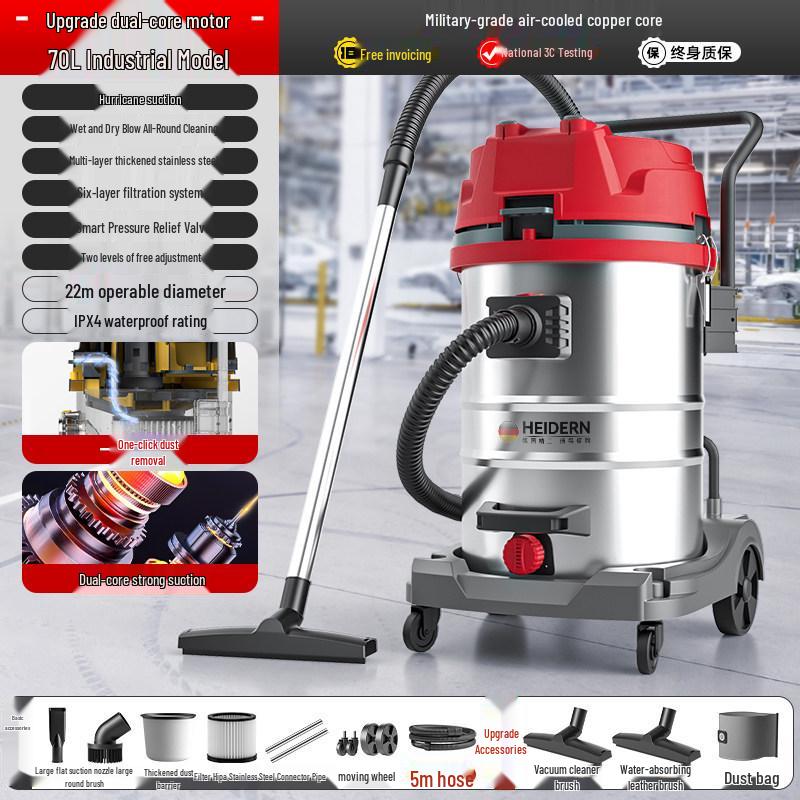 High-Power Industrial & Household Vacuum Cleaner with Strong Suction