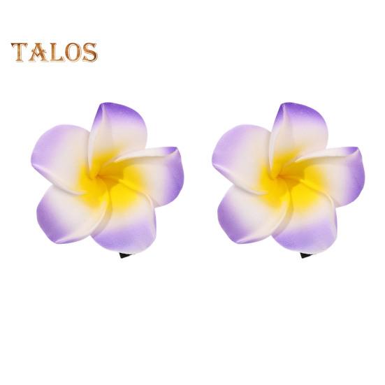 2Pcs Plumeria Flower Hairpin Non-slip Colorful Side Clips Decorative Plastic Hair Accessories for Women Girls