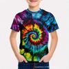 Tricou Trendy cu Maneci Scurte și Imprimeu Spiral Tie-Dye pentru Copii