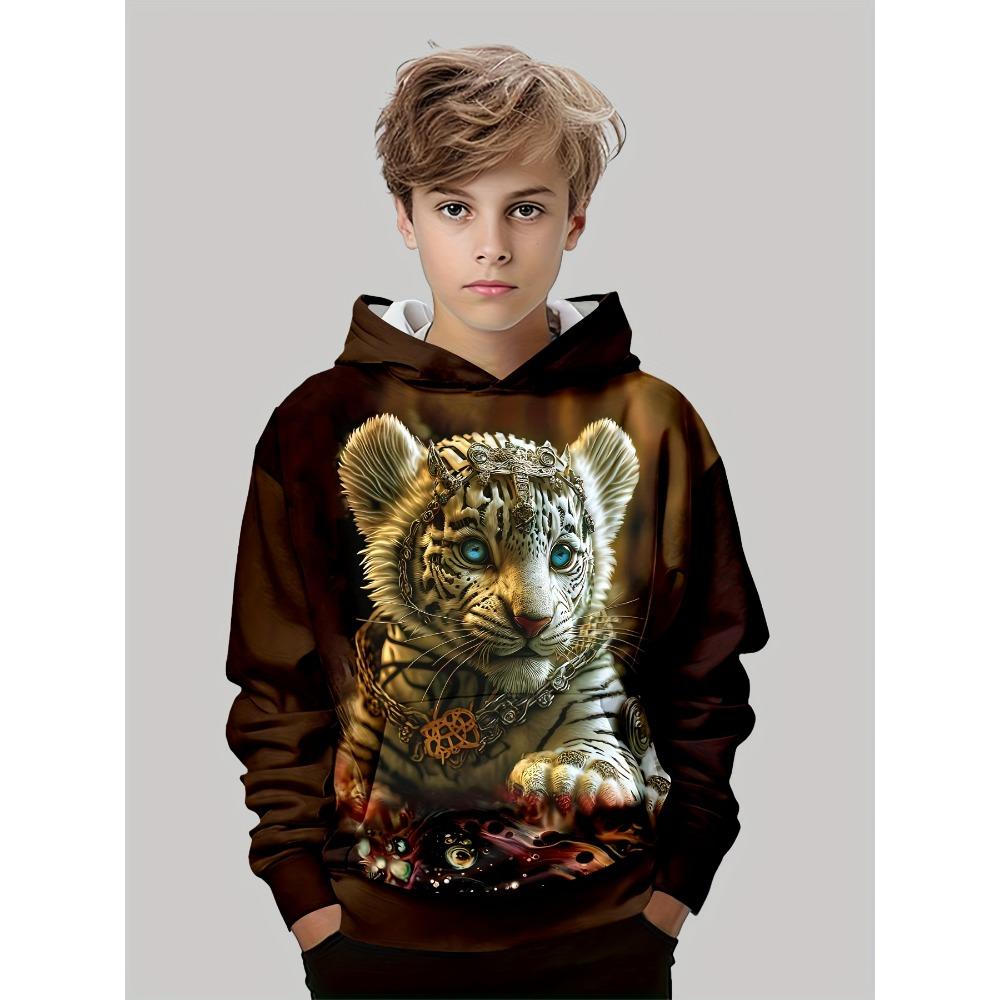 Kids Clothes Boys Hoodies Long Sleeve 3D Tigers Print Children Spring Fall Clothes Casual Outdoor Stylish Boy Girl Clothes Tops