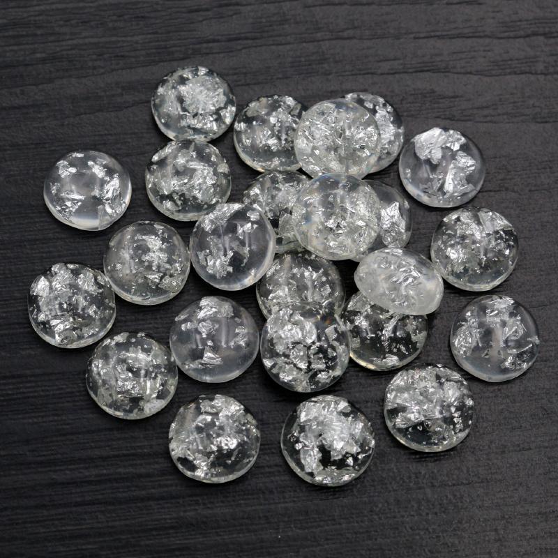 40 Stück 8mm 10mm 12mm Runde Eingebettete Metallfolie Flache Rückseite Harz Cabochons Kuppel DIY Ohrringe Schmuckherstellung Zubehör Fundstücke