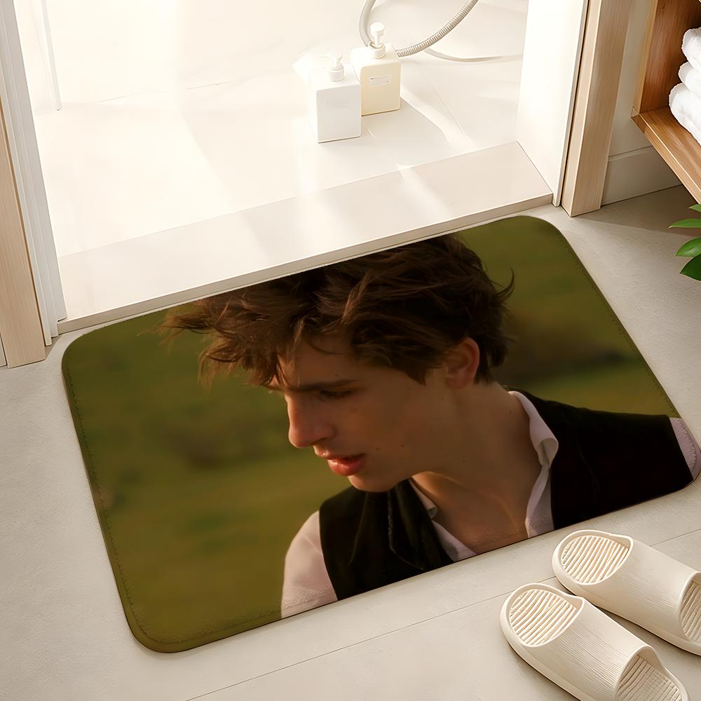 Filmstar Timothy Chalamet Schauspieler Fußmatte Fußmatte Weiche Flanell Rutschfeste Türteppich für Wohnzimmer