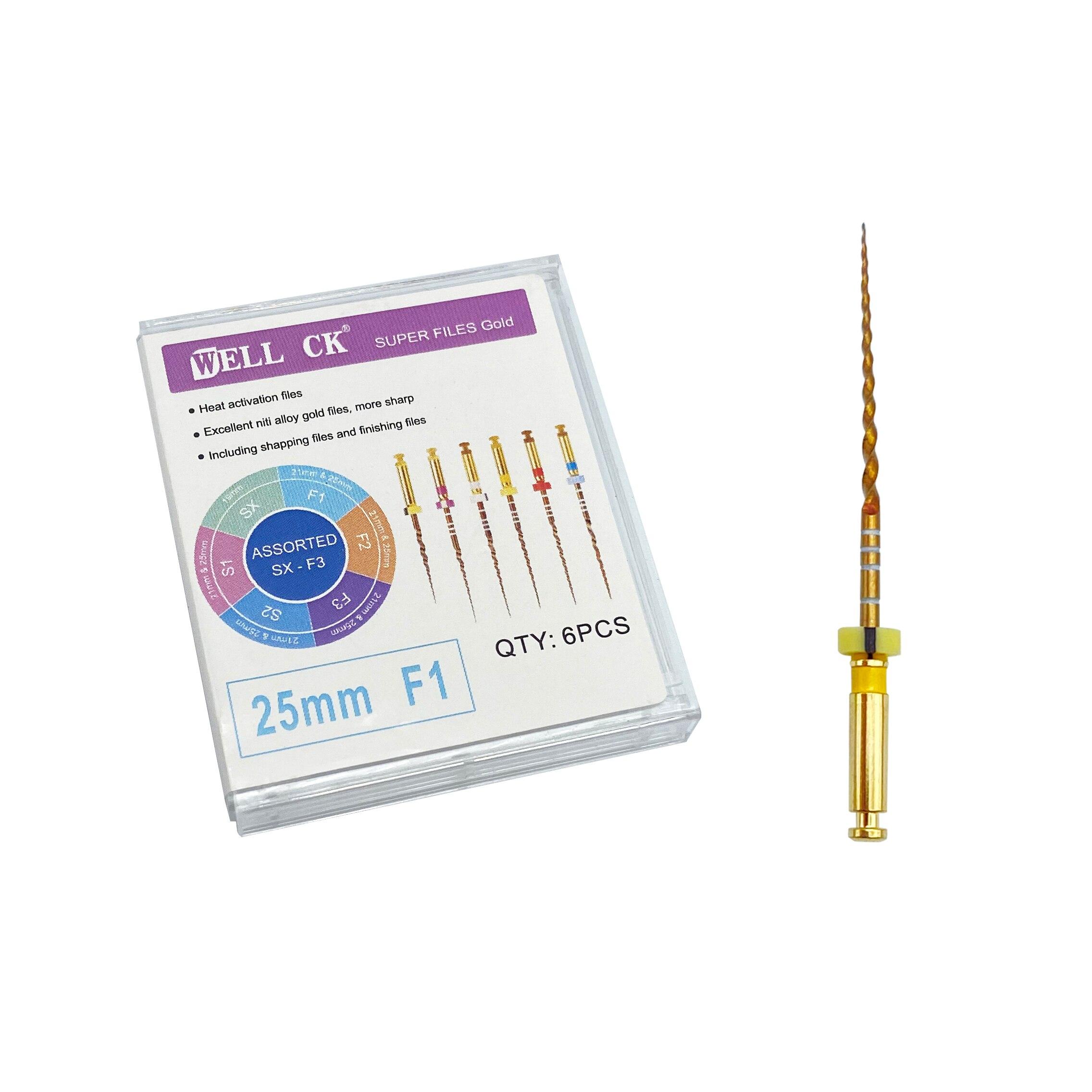 Зубной файл корневого канала, золотые эндодонтические суперфайлы, золотые эндодонтические файлы, 25 мм, никель-титан 25mm F1