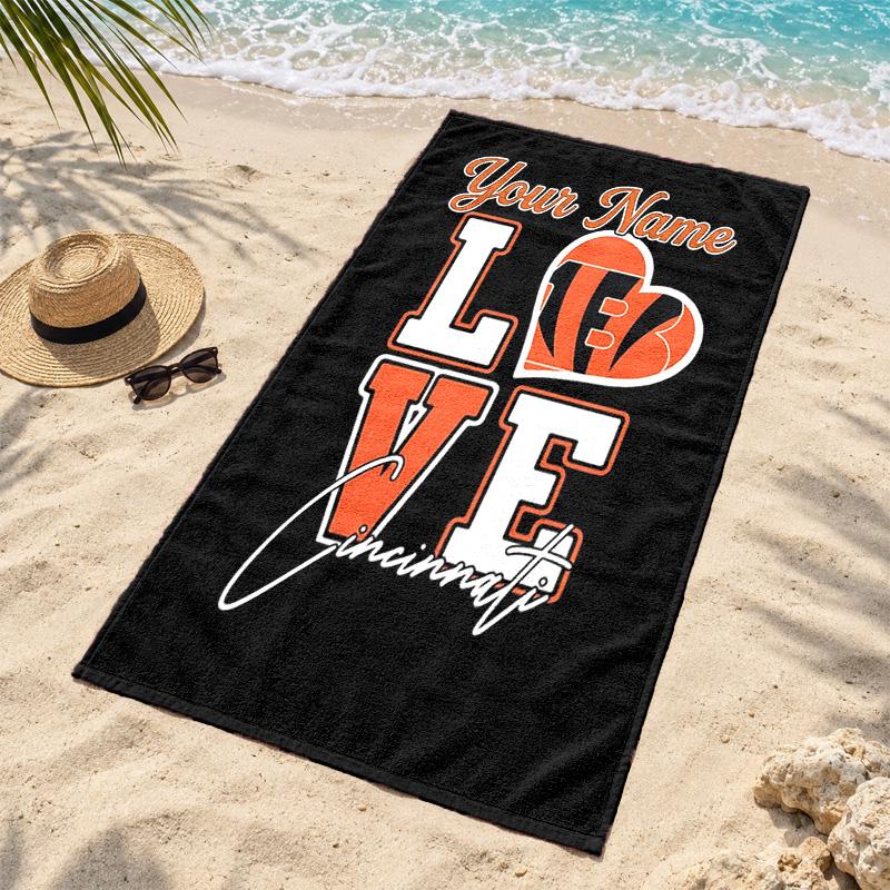 Cincinnati Bengals Custom Name Beach Towels Also Serve As Bath Towels Summer Essential a Musthave for the Outdoors the Beach and the Pool