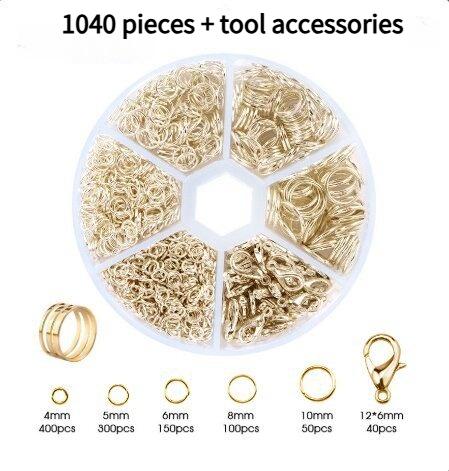 

1040 PCS for Necklace Restoration Kit, including pliers, tweezers, lobster buckles, open rings, suitable for handicrafts and keychain making