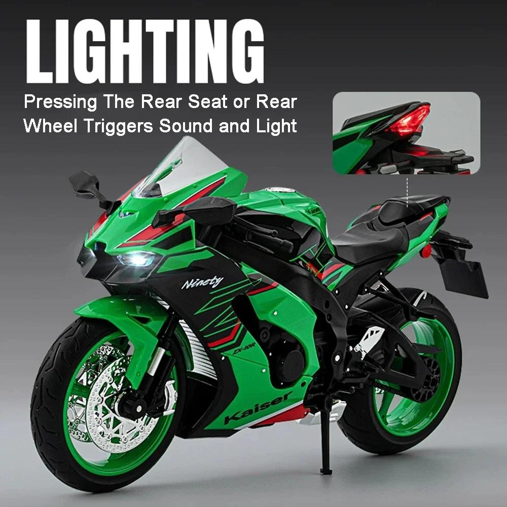 1:9 Zx-10R Gsx-1000R Motorcycle Toy Models Alloy Diecast Sound Light Shock Absorption Front Wheel Steering Ornament Motorbikes