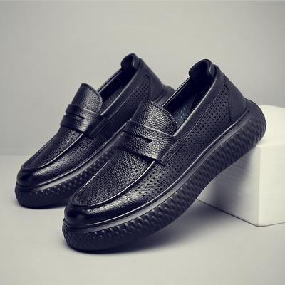 Men's Shoes Summer 2025 New Hollow Leather Breathable One-pedal Dad Leather Shoes Men's Hole Shoes Casual Sandals