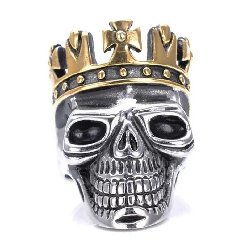 FDLK Vintage Punk Totenkopf Ring Männer Hip Hop Verlobungsring Männlich Mode Rot Zirkon Ringe Für Frauen Schmuck Silber Farbe ringe