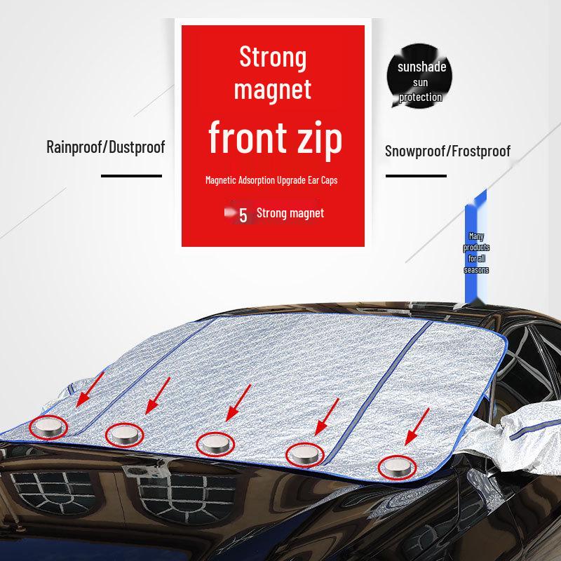 Magnetic Sunshade Half Car Cover - Front Windshield, Four-Season Use, Rainproof Visor Small