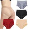 Plus Size Mid-Waist Women's Briefs - Light Tummy Control, Hip-Lifting, Striped Mesh, Breathable, Thin, Pure Cotton Crotch.