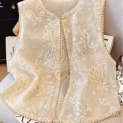 2025 Summer Bead Embroidery High-end Luxury Thin Vest Top Vest