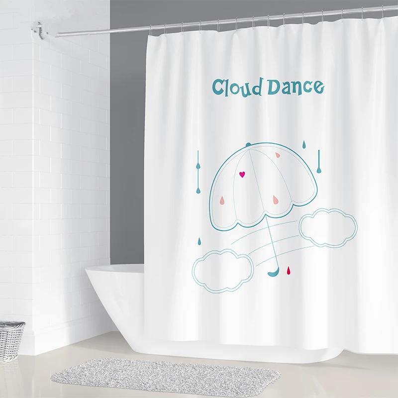 Simple Geometric Nordic Chandelier Printing Bathroom Shower Curtain Polyester Waterproof Home Decoration Curtain with 12 Hooks