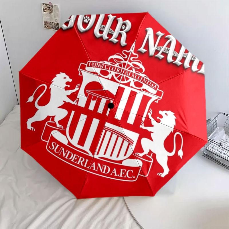 1 PC Automatic Folding Umbrella - Sunderland A.F Custom Name Pattern, Portable & Foldable Design with 8 Ribs, Christmas Birthday Gifts