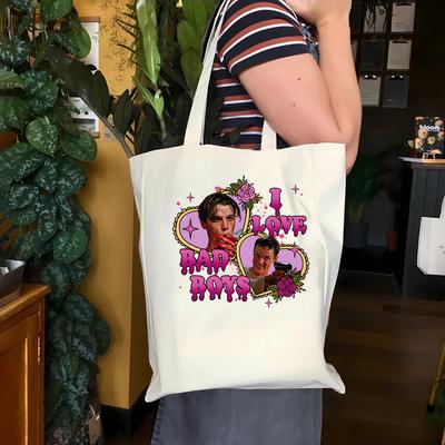 I Love Bad Boys Harajuku Printed Tote Bag Favorite Scary Movie Canvas Bag Halloween Retro Ladies Tote Bag