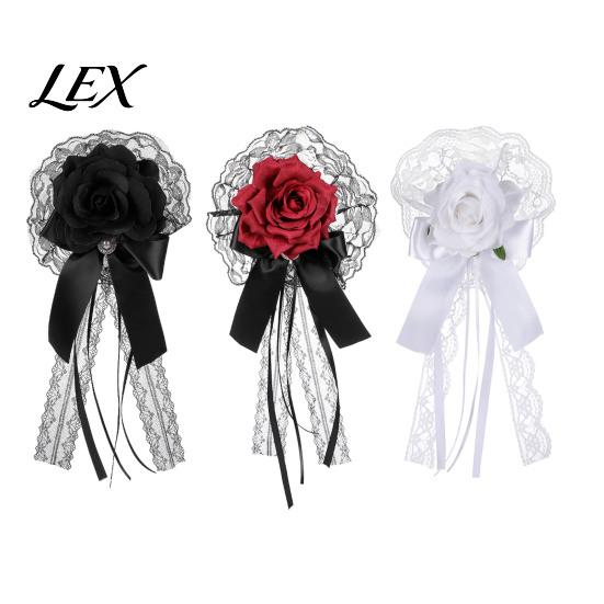 Satin Ribbon Hair Accessories Rose Bow Clip, Lace Pearl Hairpin, Lolita Gothic Bowknot Halloween Costume Decor Hairpin for Women Bride Cosplay