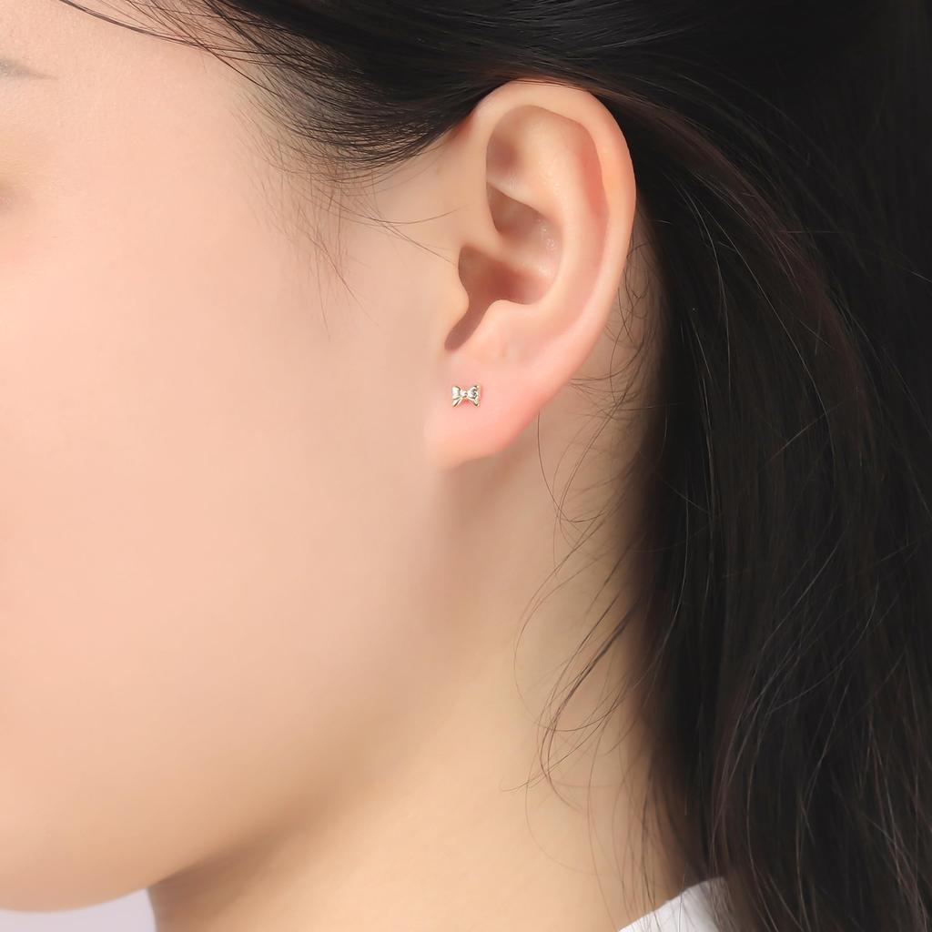 ESTELLE [Official] Women's K10 Yellow Gold Ribbon Motif Earrings 0202-3254-0019-0000