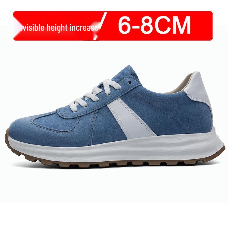 Men's White Breathable Thick-Soled Platform Sneakers - Discreet 8cm Height Boost Casual Dad Shoes