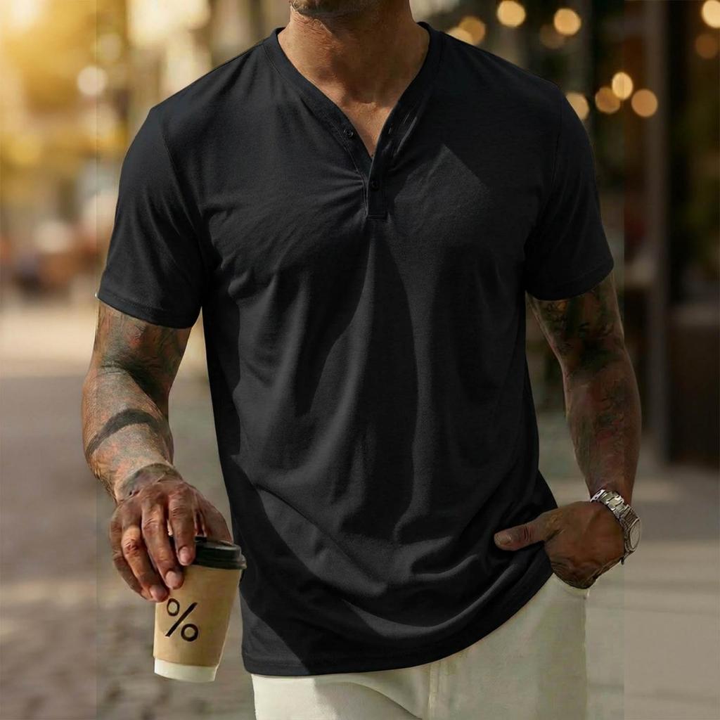Men's New Lightweight Breathable Fashion V-neck Daily Basic Casual Sports T-shirt