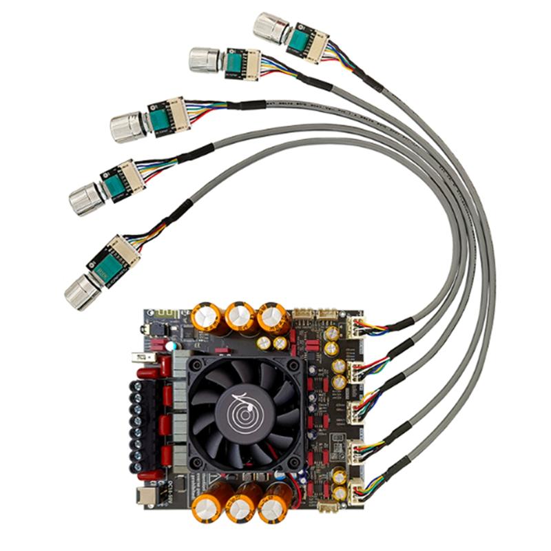 

ABNO-ZK-AS21P Цифрова плата підсилювача потужності Стерео 2x3000 Вт + 600 Вт Сабвуфер Модуль підсилювача Bluetooth З екранованим дротом чорний