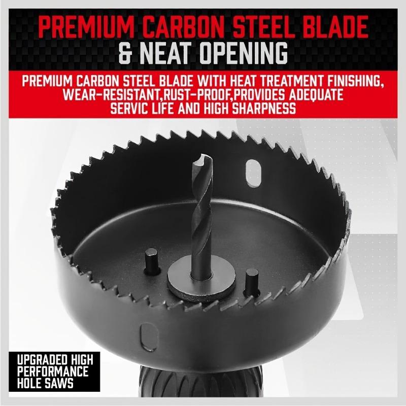 19-piece Hole Saw Kit, Hole Saw Set With Red Case Include 13pcs 3/4"-6"(19-152mm) Saw Blades, 2pcs Mandrels, 2pcs Drill Bits