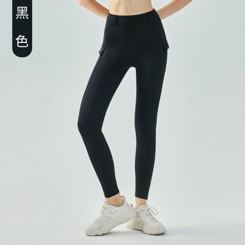 

Бесшовные нюдовые брюки для йоги облегающие и тонкие средней поддержки фитнес-брюки с высокой талией и эффектом пуш-ап женские XL чёрный