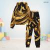 Kids Boys Girls Black Printed Tree Floral Hooded Long Sleeve Sweatshirt Cuffed Pants Two Piece Set