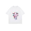 Oversized T-Shirt Black Cross With Colorful Butterflies And Chinese Characters Print Casual Streetwear For Women
