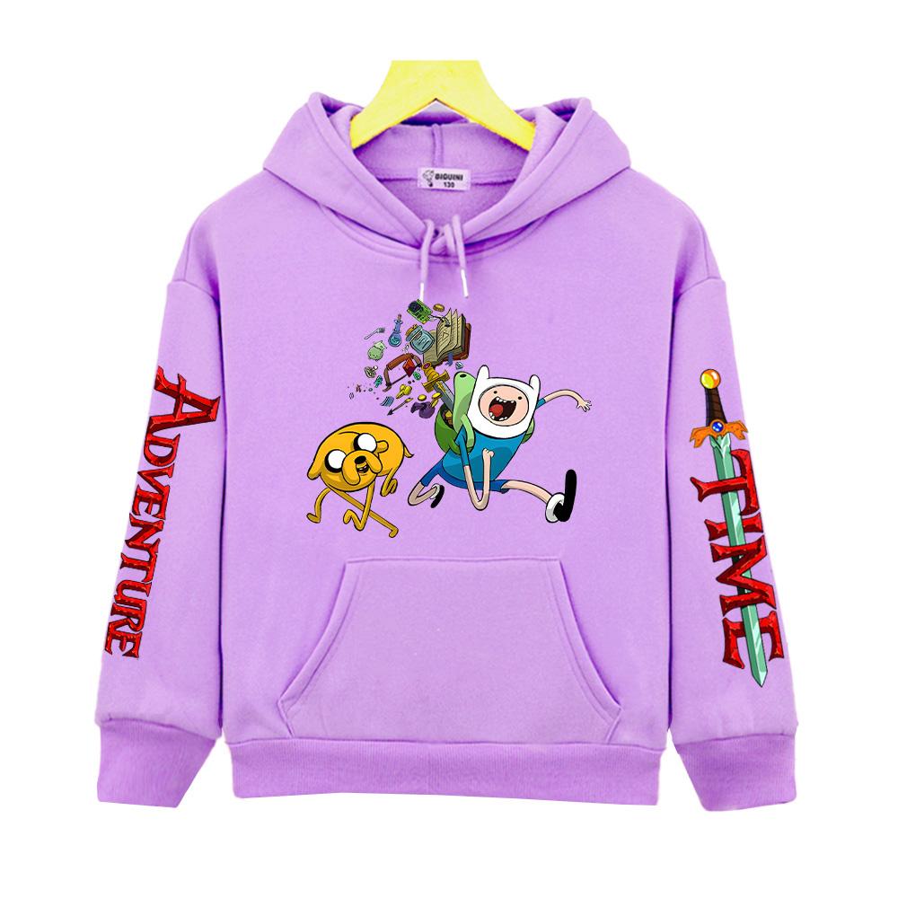 Adventure Time Print Anime Hoodie Autumn and Winter Kid's Clothes Pullovers High Street Fashion Boys and Girls Sweatshirt Comfortable Hoody Cute Tops