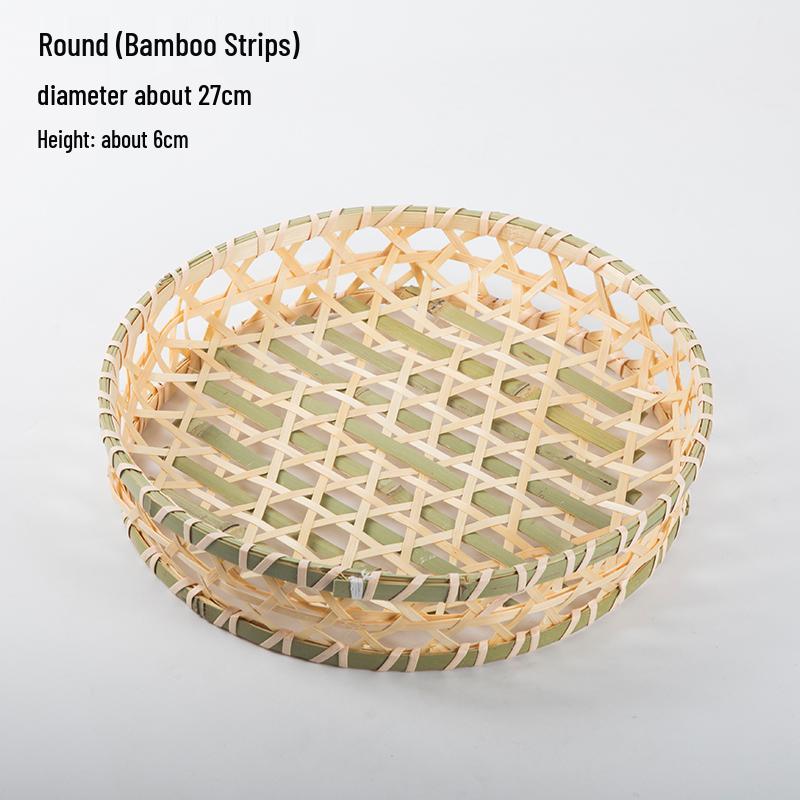 Handmade Bamboo Weaving Sieve Basket Storage and Snack Plate Set