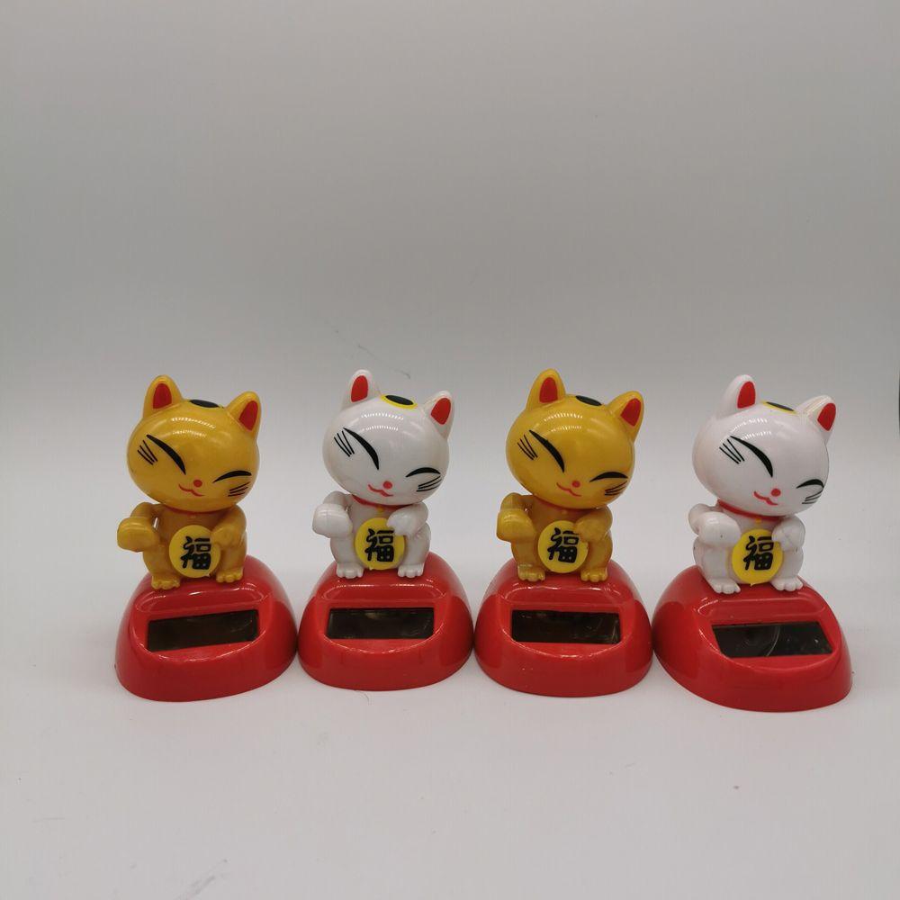 Science Toy Shaking Head Swing Doll Dancing Lucky Cat Figure Lucky Cat Model Toys Solar Toys