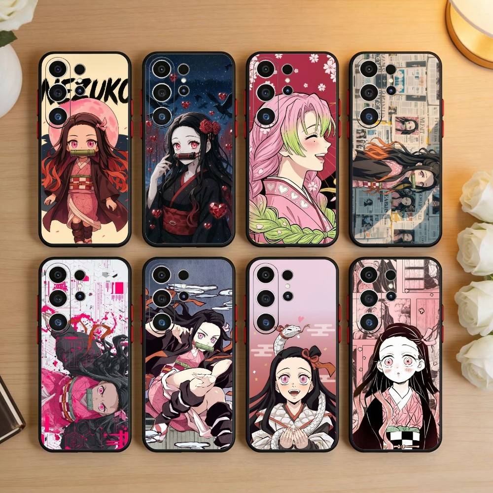 Nezuko L-Kamado Phone Case For Samsung S26,S25,S24,S23,S22,S30,S21,Ultra,Plus,FE 5G Black Soft Cover